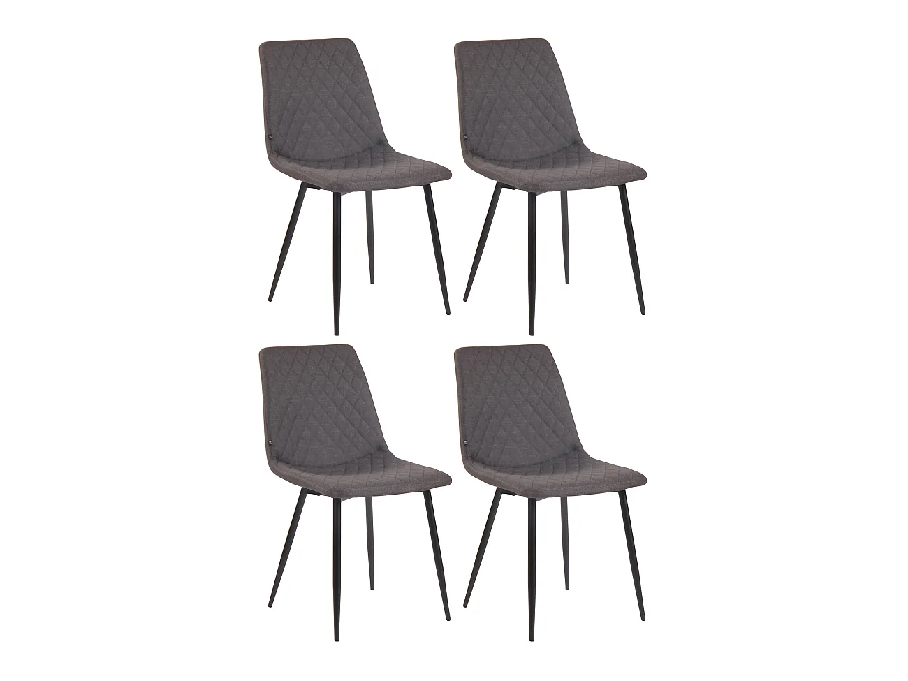 Lot de 4  chaise salle à manger - Tissu - Gris foncé - Telde