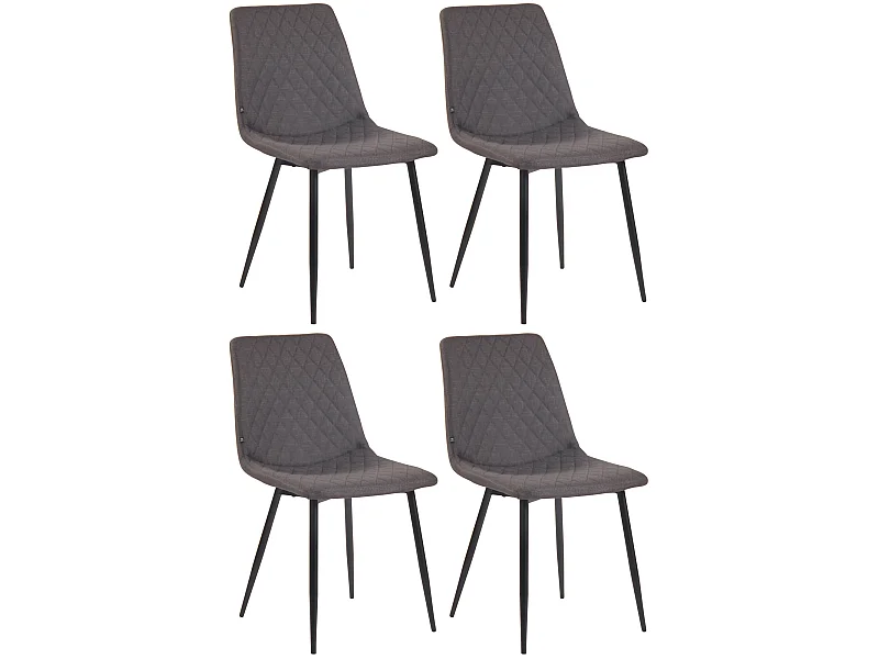 Lot de 4  chaise salle à manger - Tissu - Gris foncé - Telde