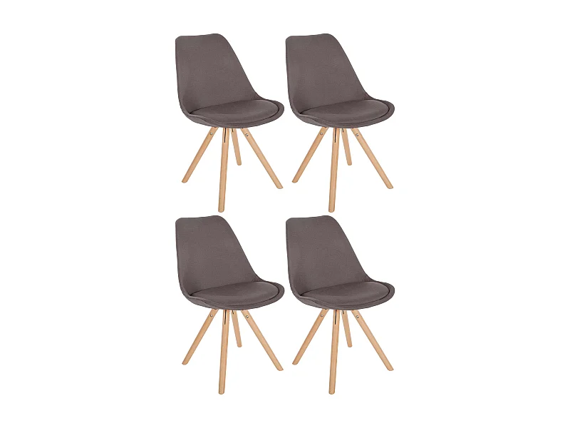 Lot de 4  chaise salle à manger - Tissu & Nature (rond) - Taupe - Sofia