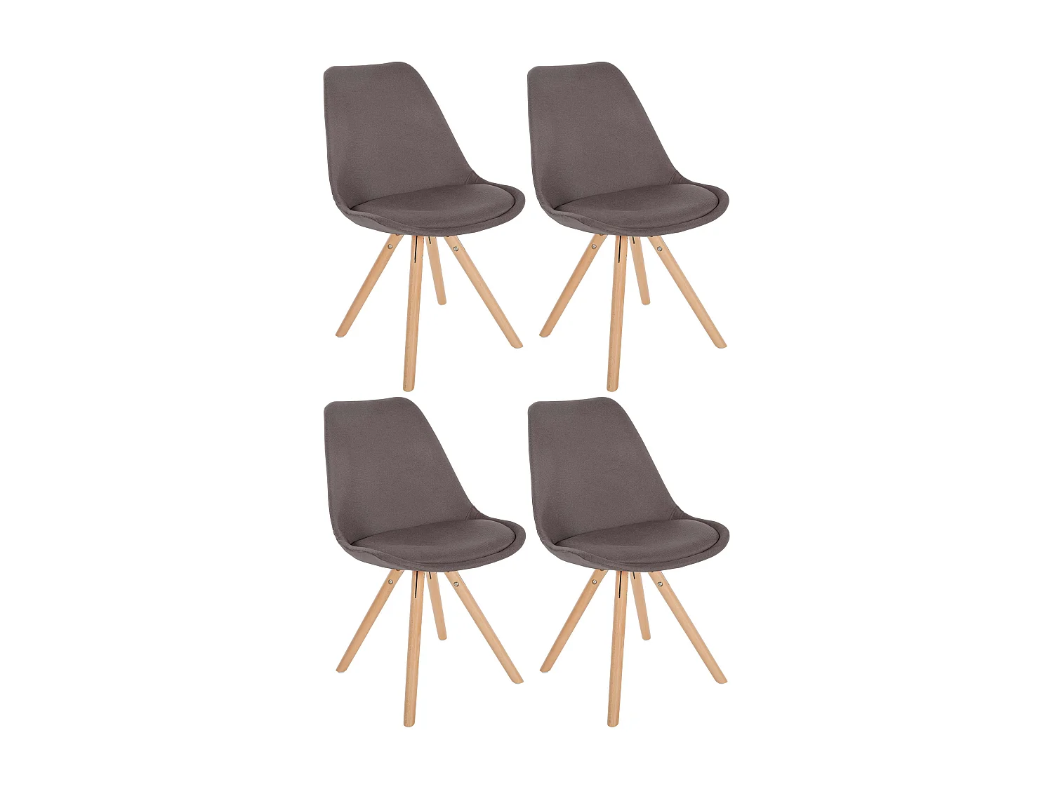 Lot de 4  chaise salle à manger - Tissu & Nature (rond) - Taupe - Sofia