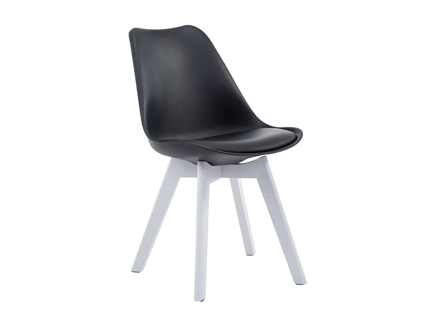 Lot de 4  chaise salle à manger - Similicuir & Blanc - Noir - Borneo V2