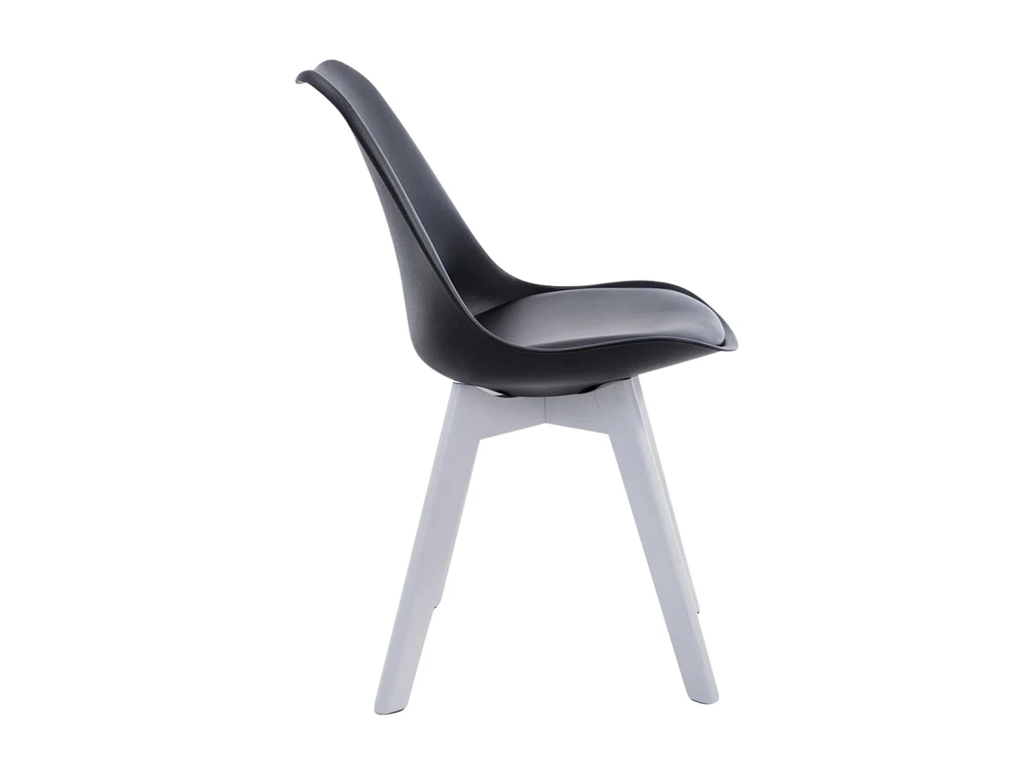 Lot de 4  chaise salle à manger - Similicuir & Blanc - Noir - Borneo V2