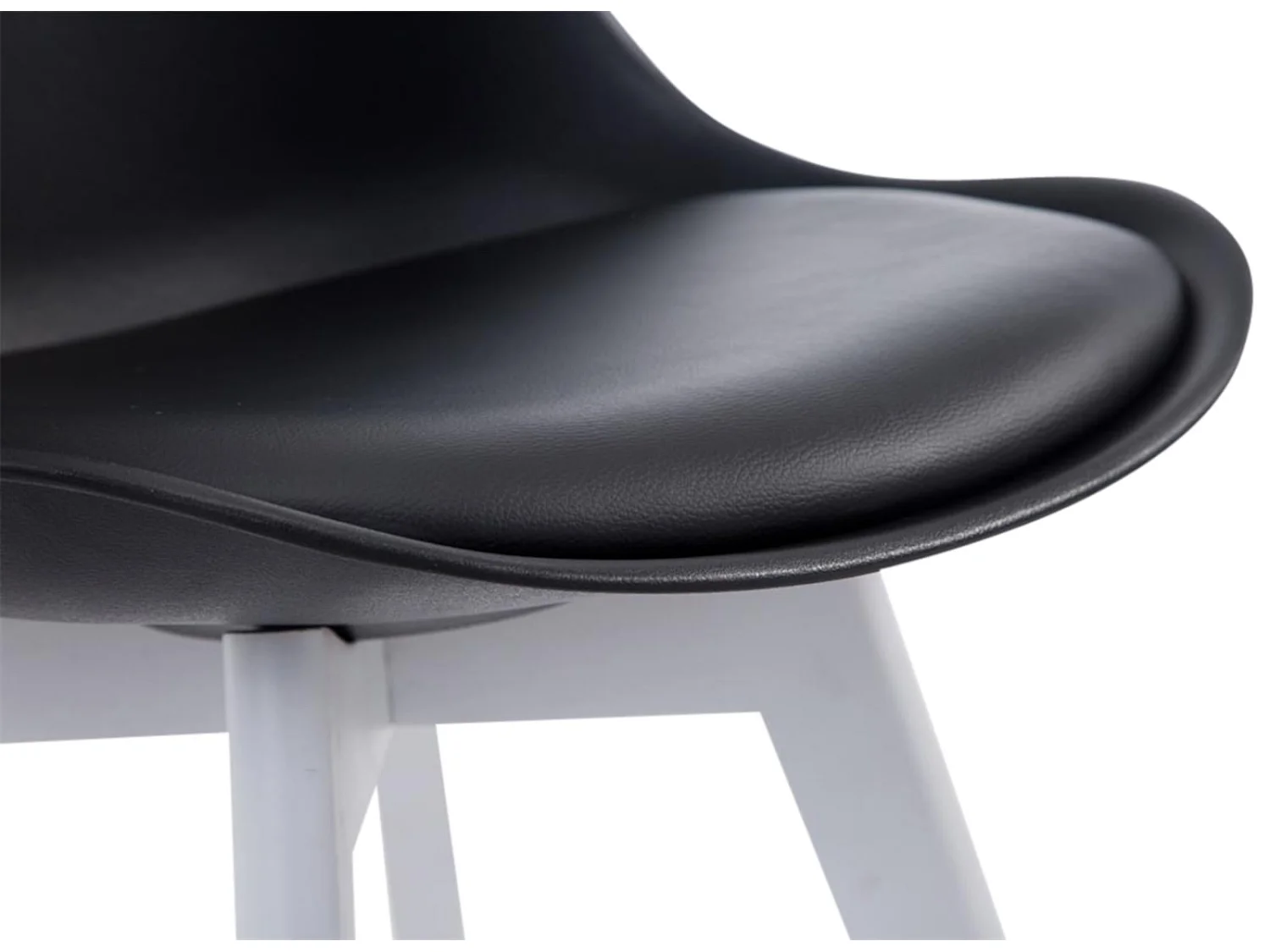 Lot de 4  chaise salle à manger - Similicuir & Blanc - Noir - Borneo V2