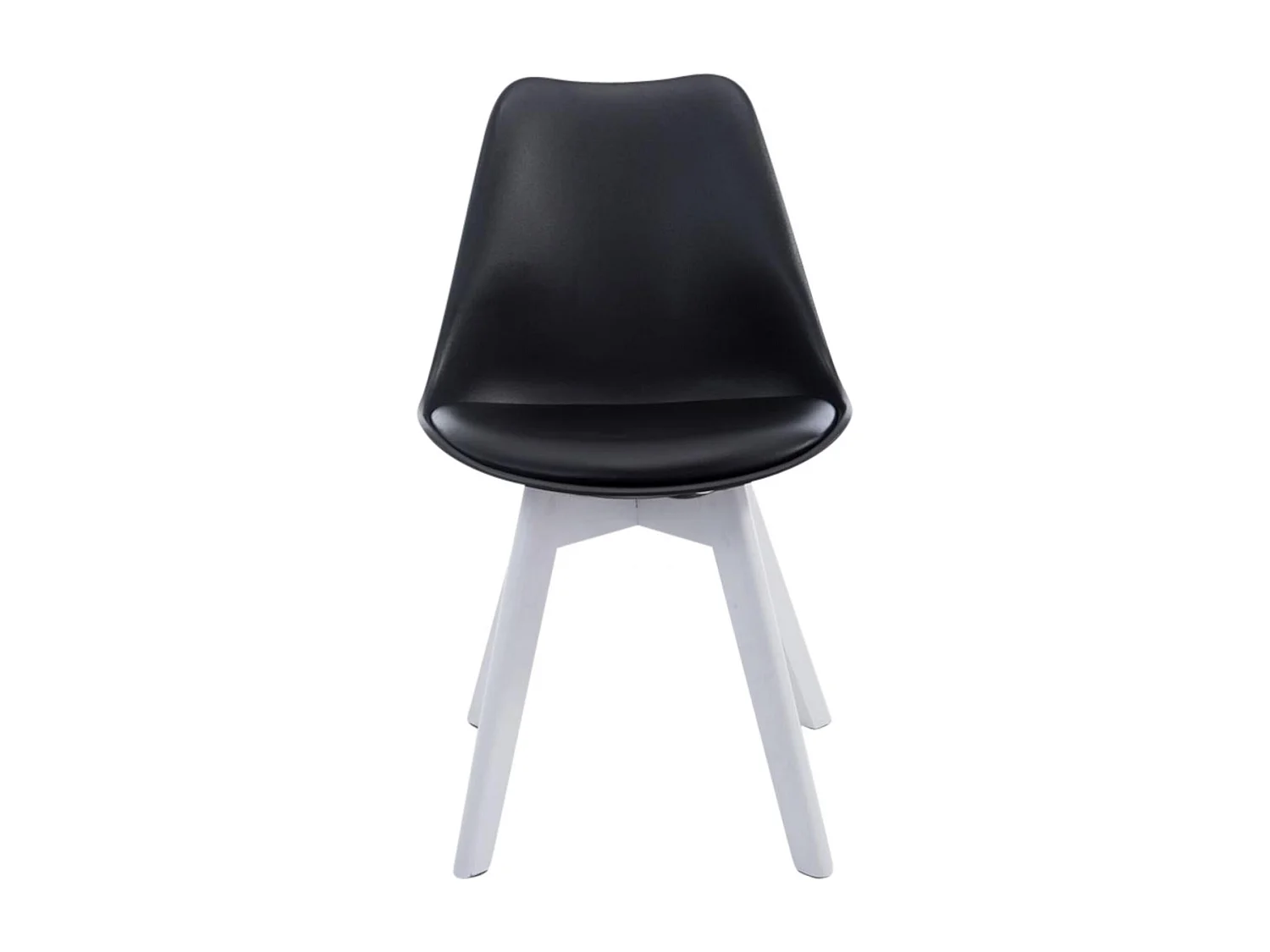 Lot de 4  chaise salle à manger - Similicuir & Blanc - Noir - Borneo V2
