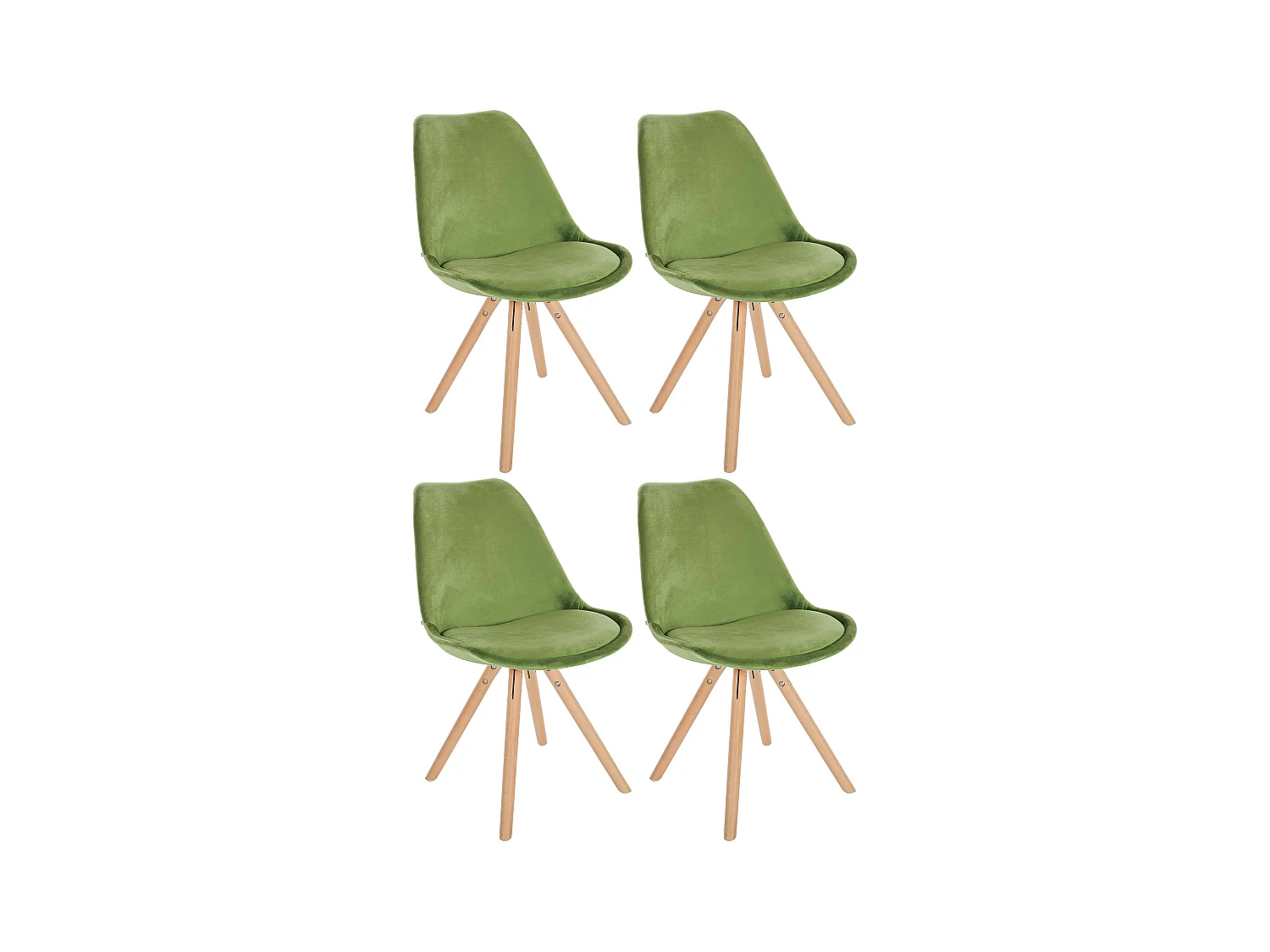 Lot de 4  chaise salle à manger - Velours & Nature (rond) - Vert clair - Sofia