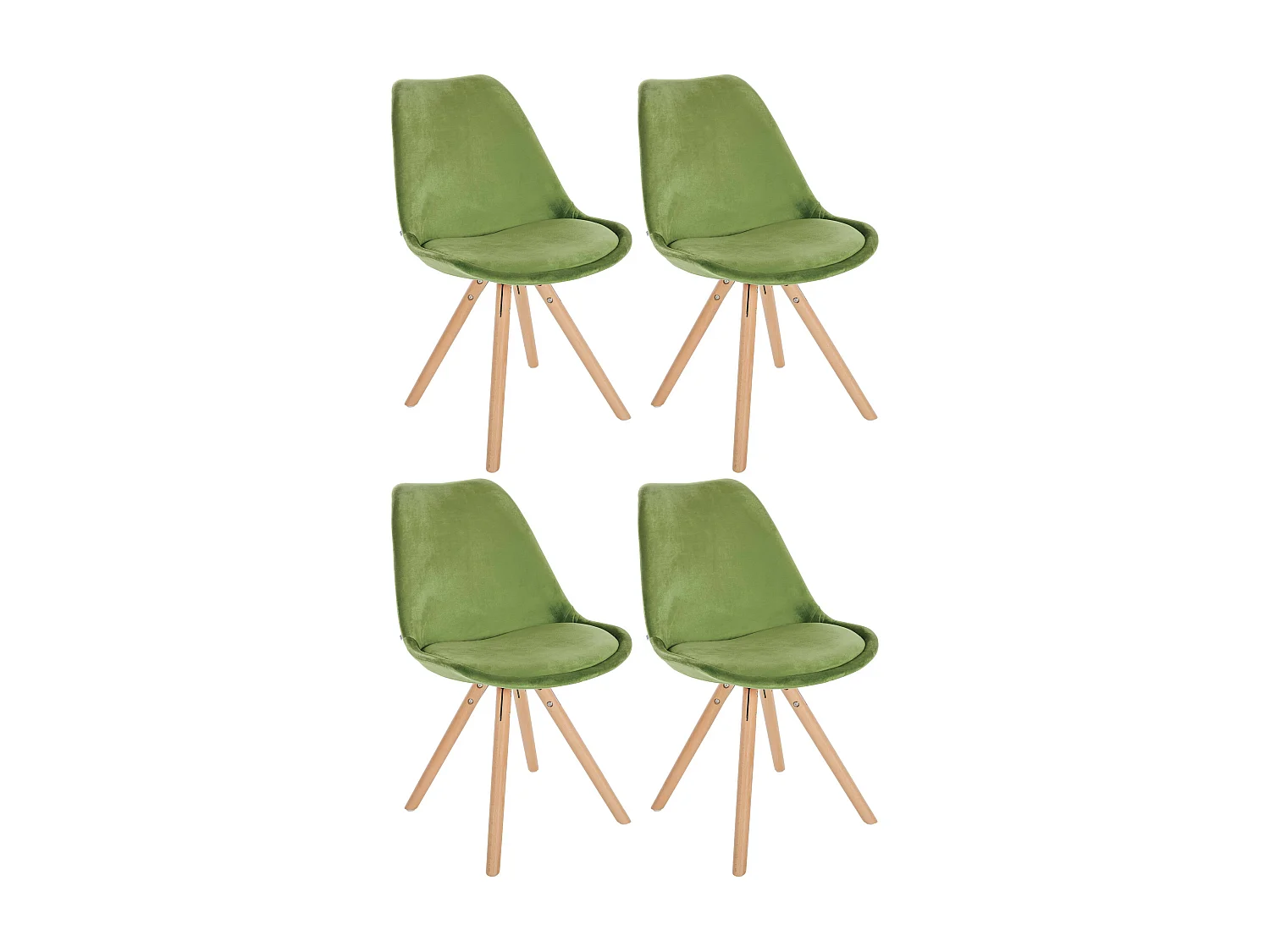 Lot de 4  chaise salle à manger - Velours & Nature (rond) - Vert clair - Sofia