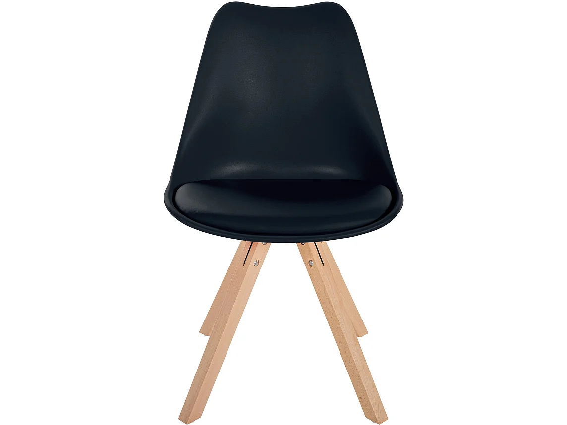 Eetkamerstoelen - Kunststof & natura (vierkant) - zwart - Sofia