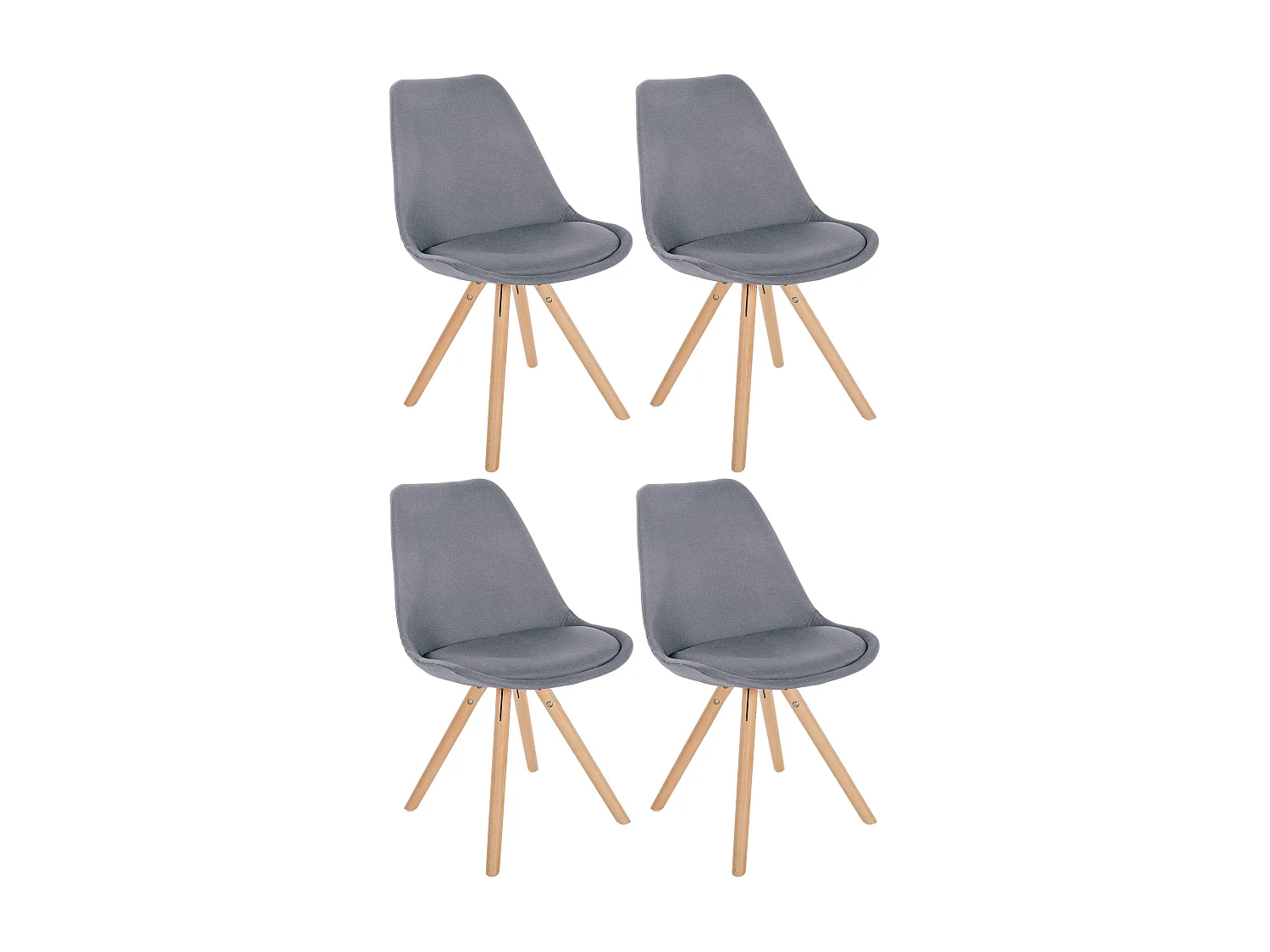 Lot de 4  chaise salle à manger - Tissu & Nature (rond) - Gris clair - Sofia