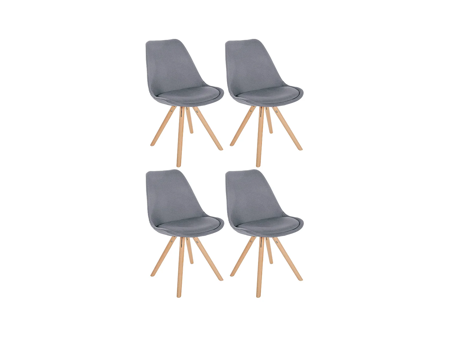 Lot de 4  chaise salle à manger - Tissu & Nature (rond) - Gris clair - Sofia