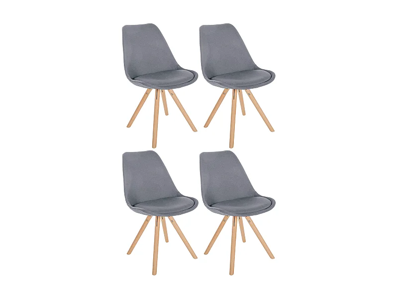 Lot de 4  chaise salle à manger - Tissu & Nature (rond) - Gris clair - Sofia