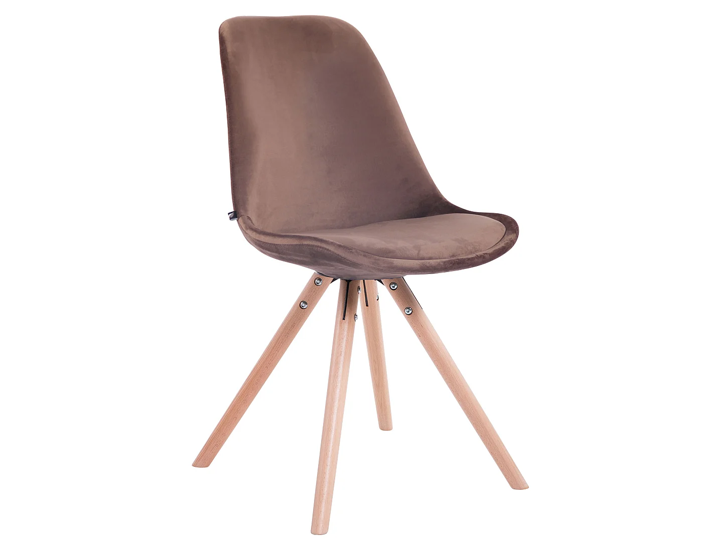Set van 4  Eetkamerstoelen - Fluweel & natura - bruin - Toulouse