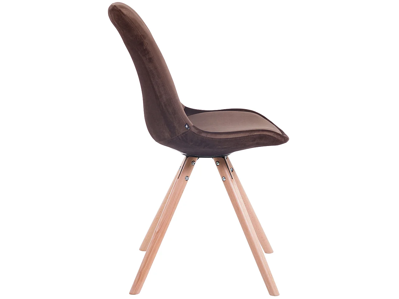 Set van 4  Eetkamerstoelen - Fluweel & natura - bruin - Toulouse