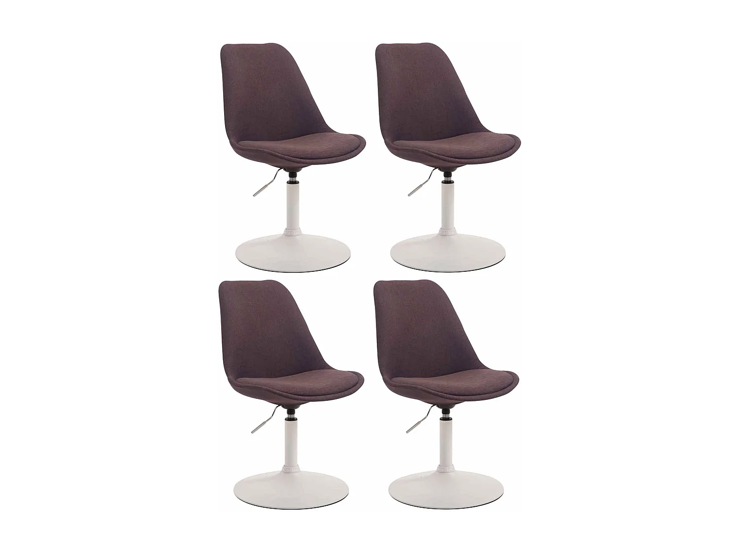 Lot de 4  chaise salle à manger - Tissu & Blanc - Marron - Maverick