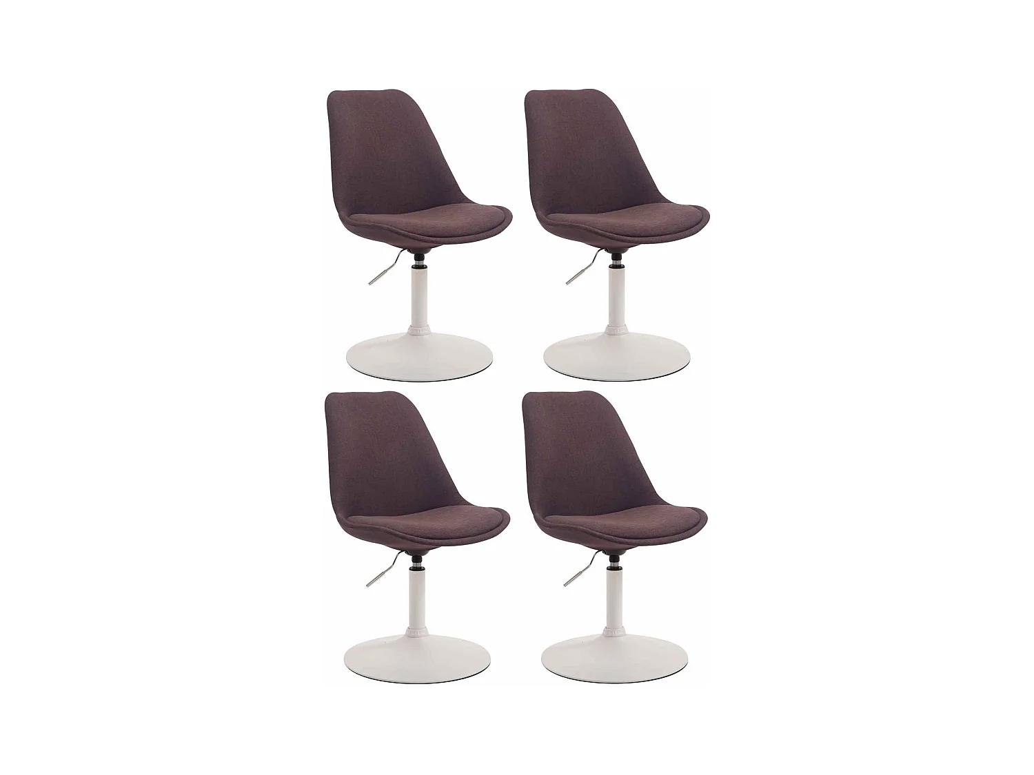Lot de 4  chaise salle à manger - Tissu & Blanc - Marron - Maverick
