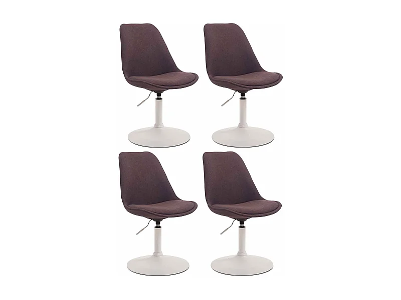 Lot de 4  chaise salle à manger - Tissu & Blanc - Marron - Maverick