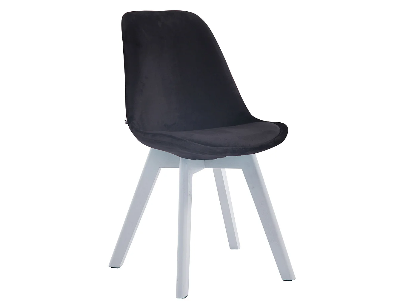 Lot de 4  chaise salle à manger - Velours & Blanc - Noir - Borneo V2