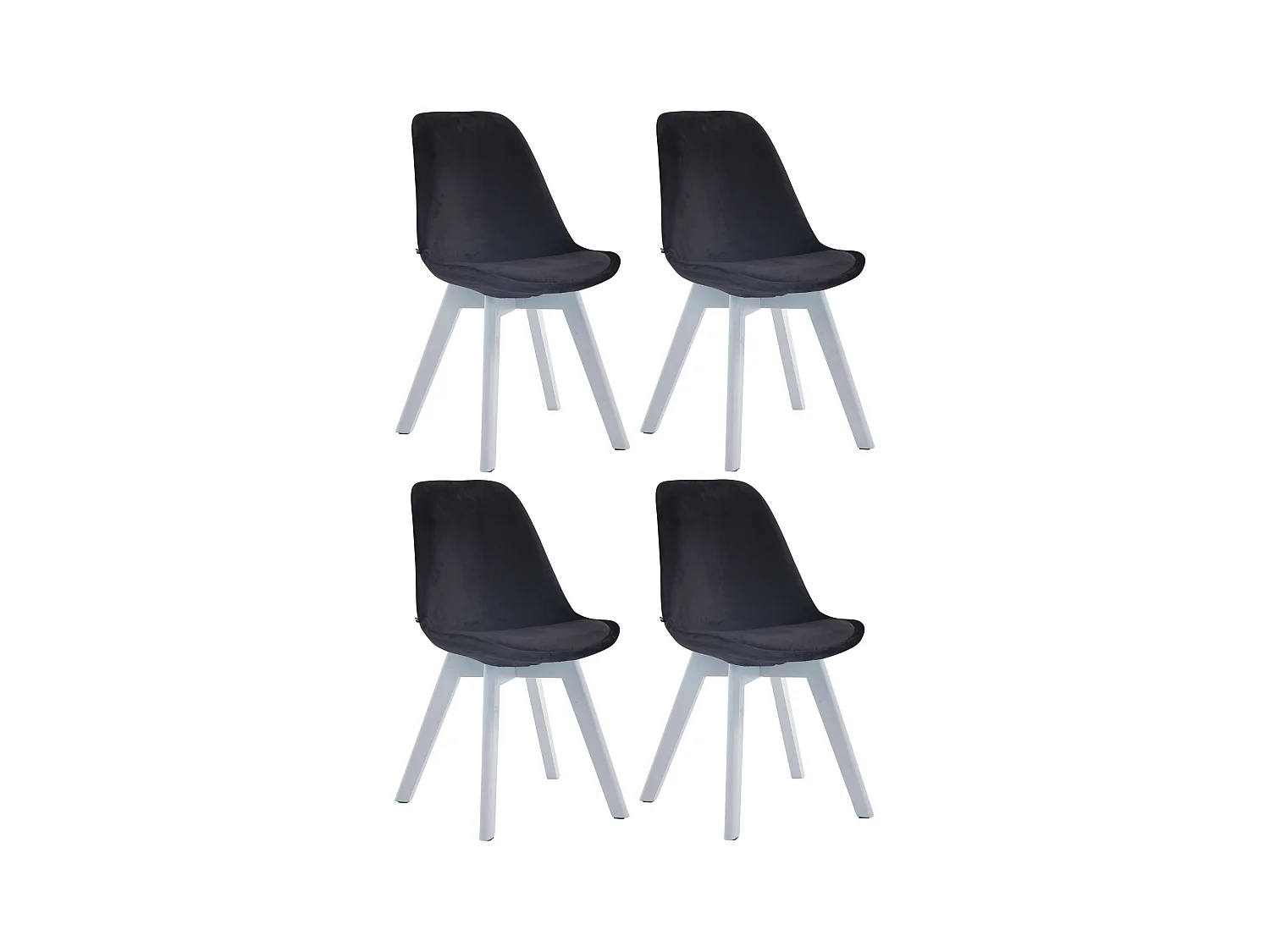 Lot de 4  chaise salle à manger - Velours & Blanc - Noir - Borneo V2