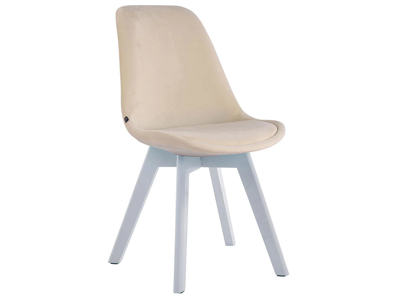 Lot de 4  chaise salle à manger - Velours & Blanc - Crème - Borneo V2