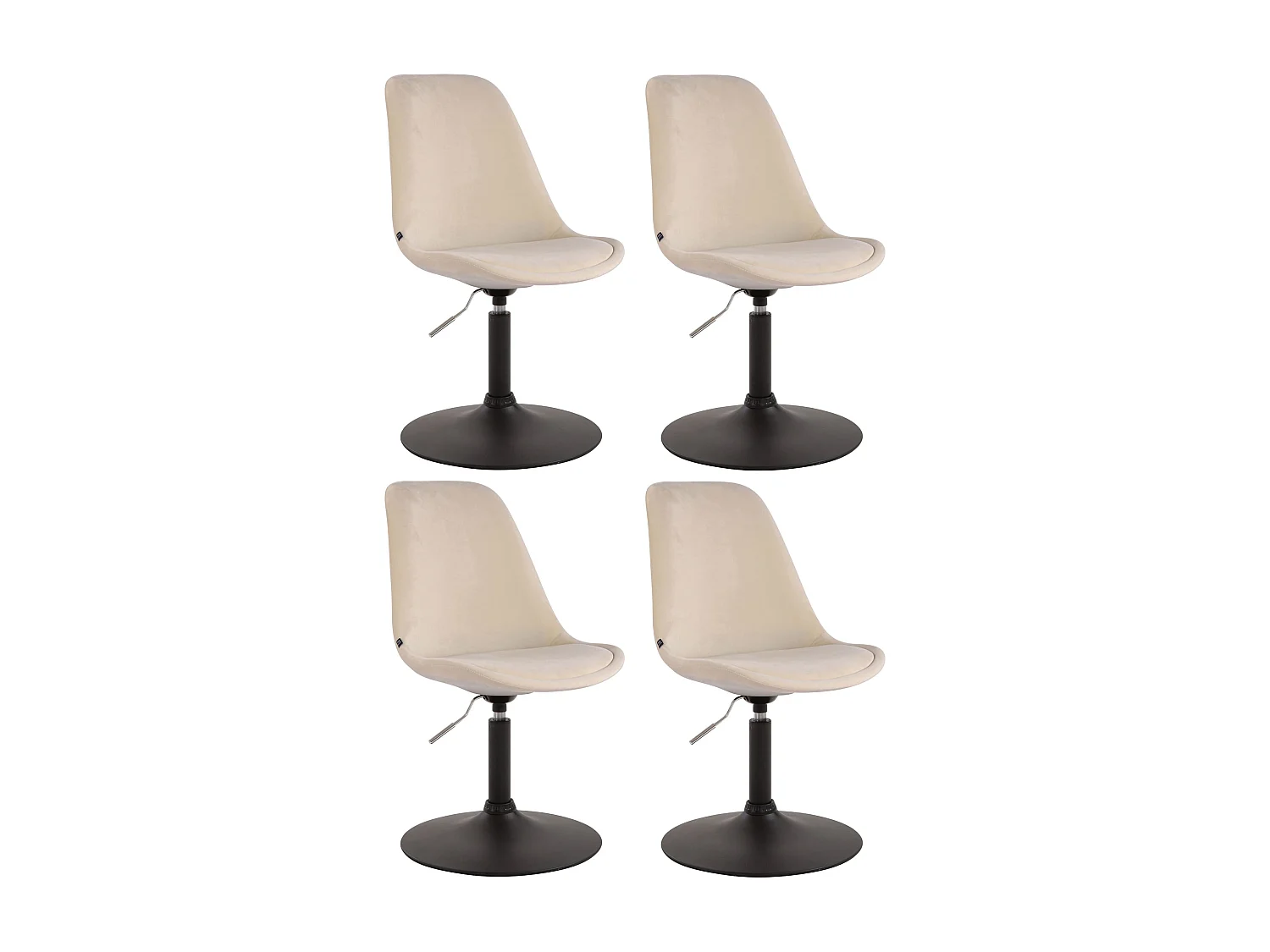Lot de 4  chaise salle à manger - Velours & Noir - Crème - Maverick