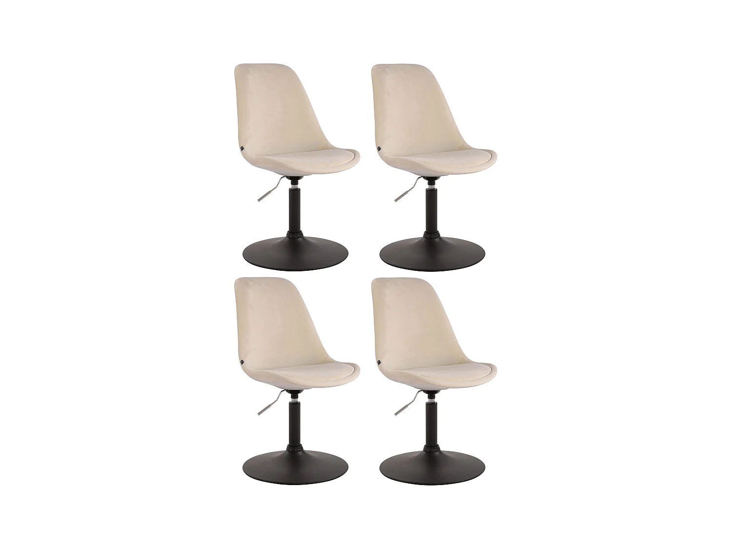 Lot de 4  chaise salle à manger - Velours & Noir - Crème - Maverick