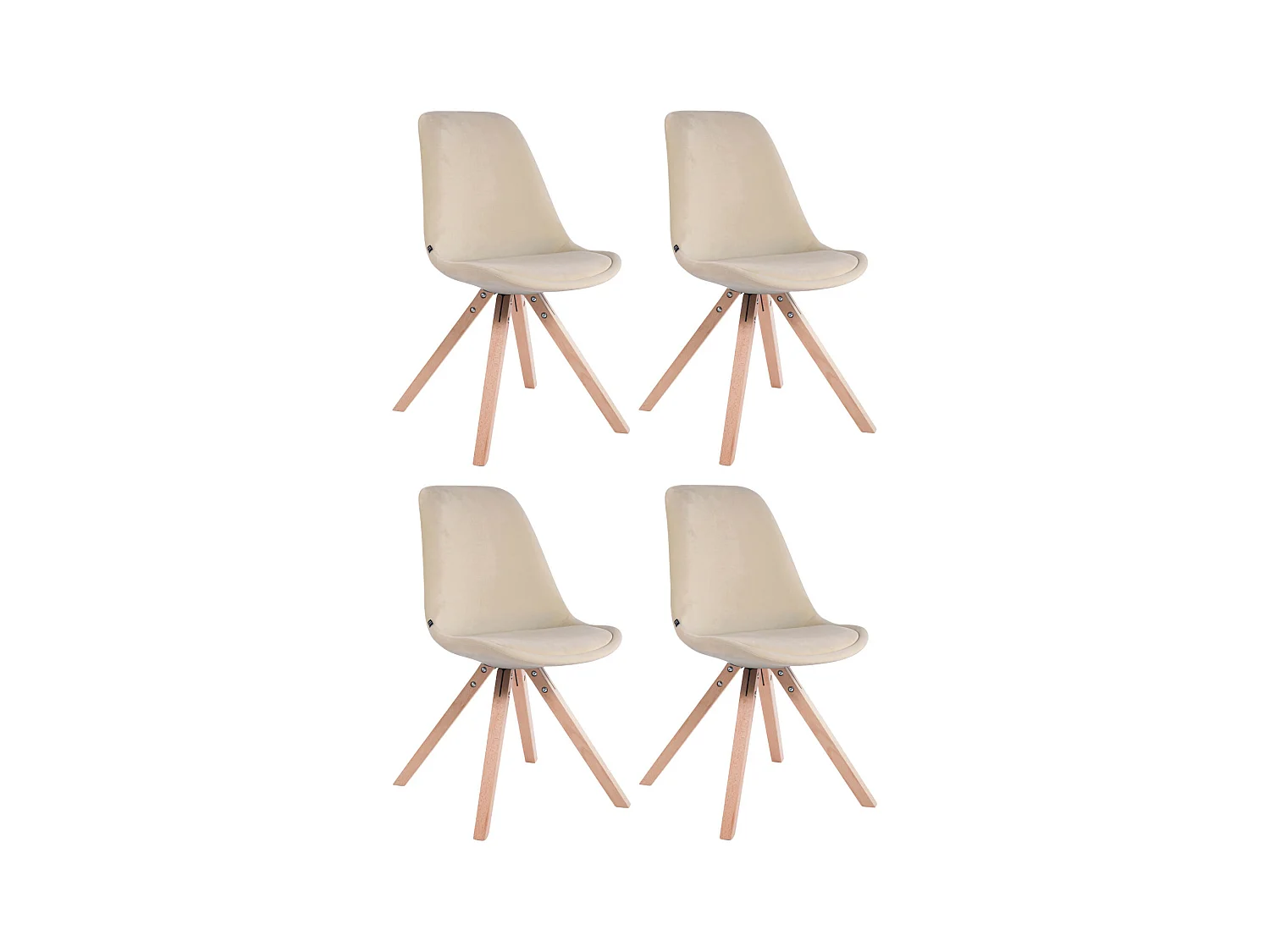 Lot de 4  chaise salle à manger - Velours & Nature - Crème - Toulouse