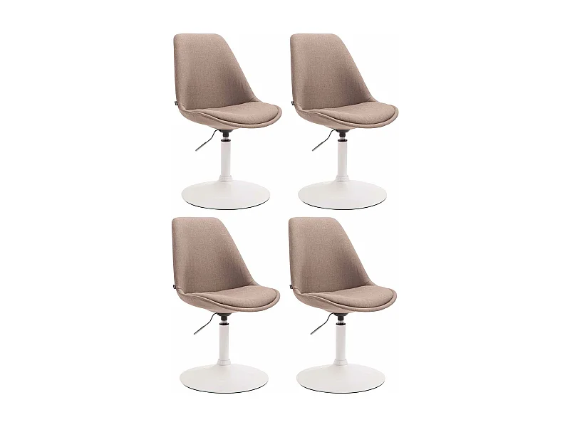Lot de 4  chaise salle à manger - Tissu & Blanc - Taupe - Maverick