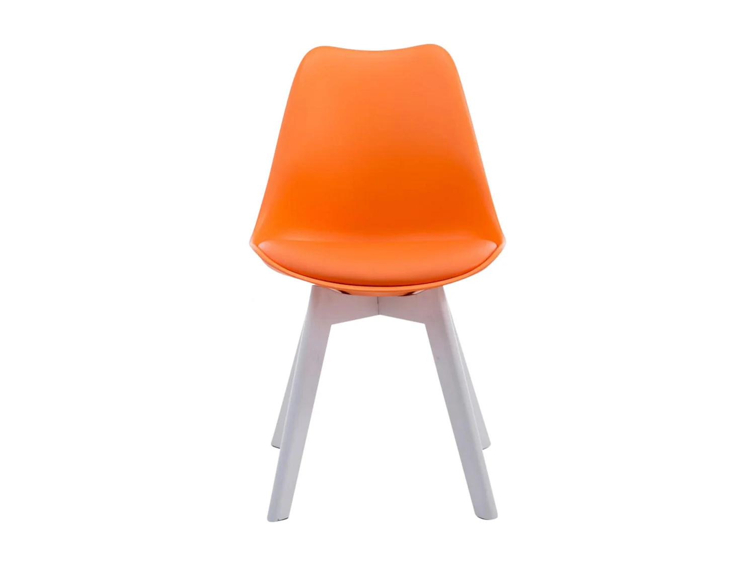 Lot de 4  chaise salle à manger - Similicuir & Blanc - Orange - Borneo V2