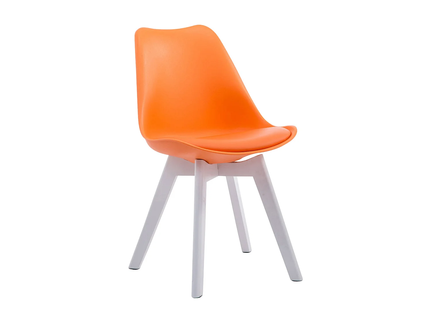 Lot de 4  chaise salle à manger - Similicuir & Blanc - Orange - Borneo V2