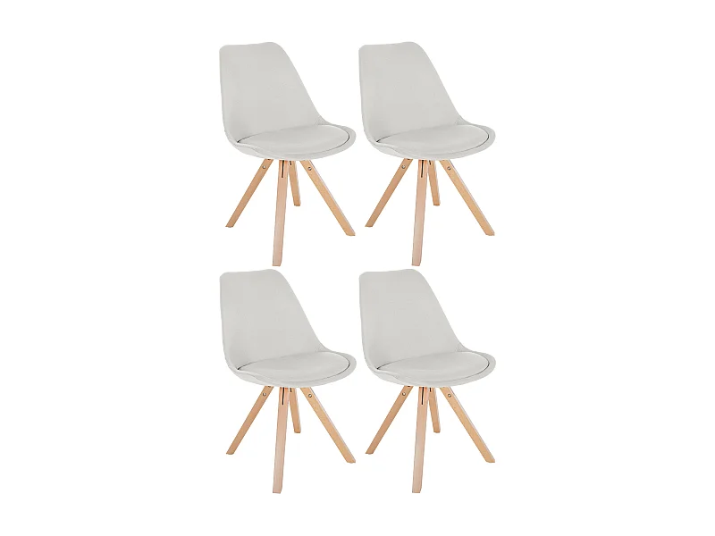 Lot de 4  chaise salle à manger - Tissu & Nature (carré) - Crème - Sofia