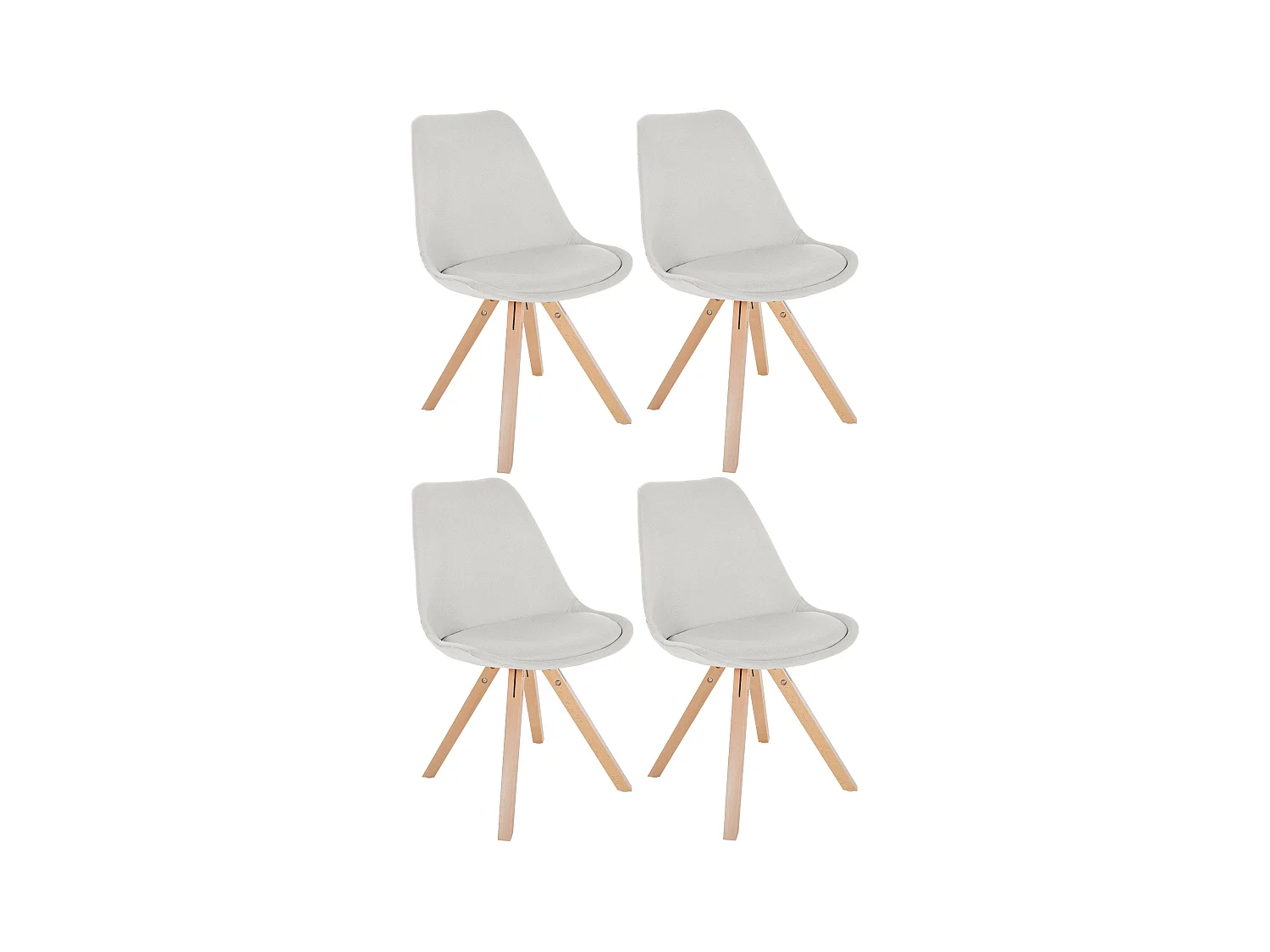 Lot de 4  chaise salle à manger - Tissu & Nature (carré) - Crème - Sofia