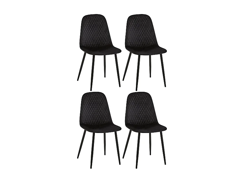 Set van 4  Eetkamerstoelen - Fluweel - zwart - Giverny