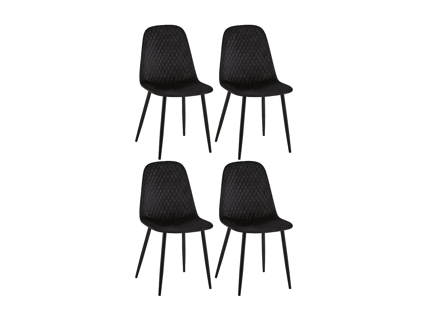 Set van 4  Eetkamerstoelen - Fluweel - zwart - Giverny
