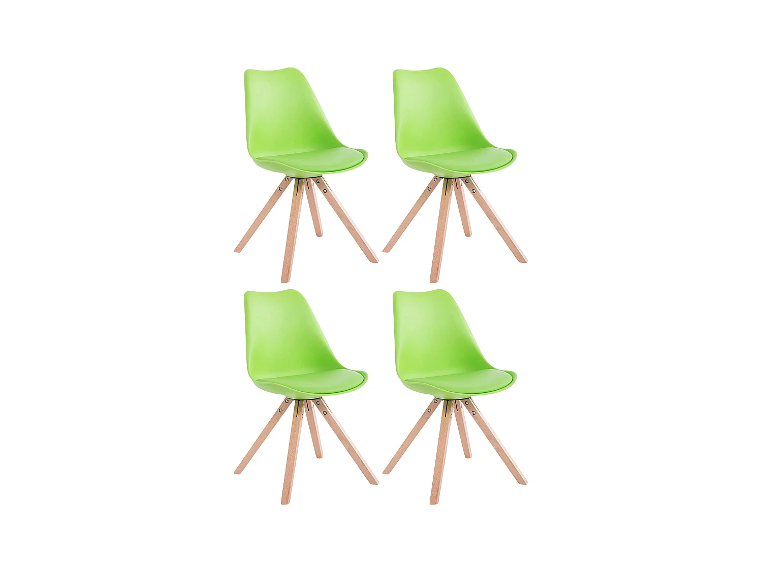 Lot de 4  chaise salle à manger - Similicuir & Nature - Vert - Toulouse
