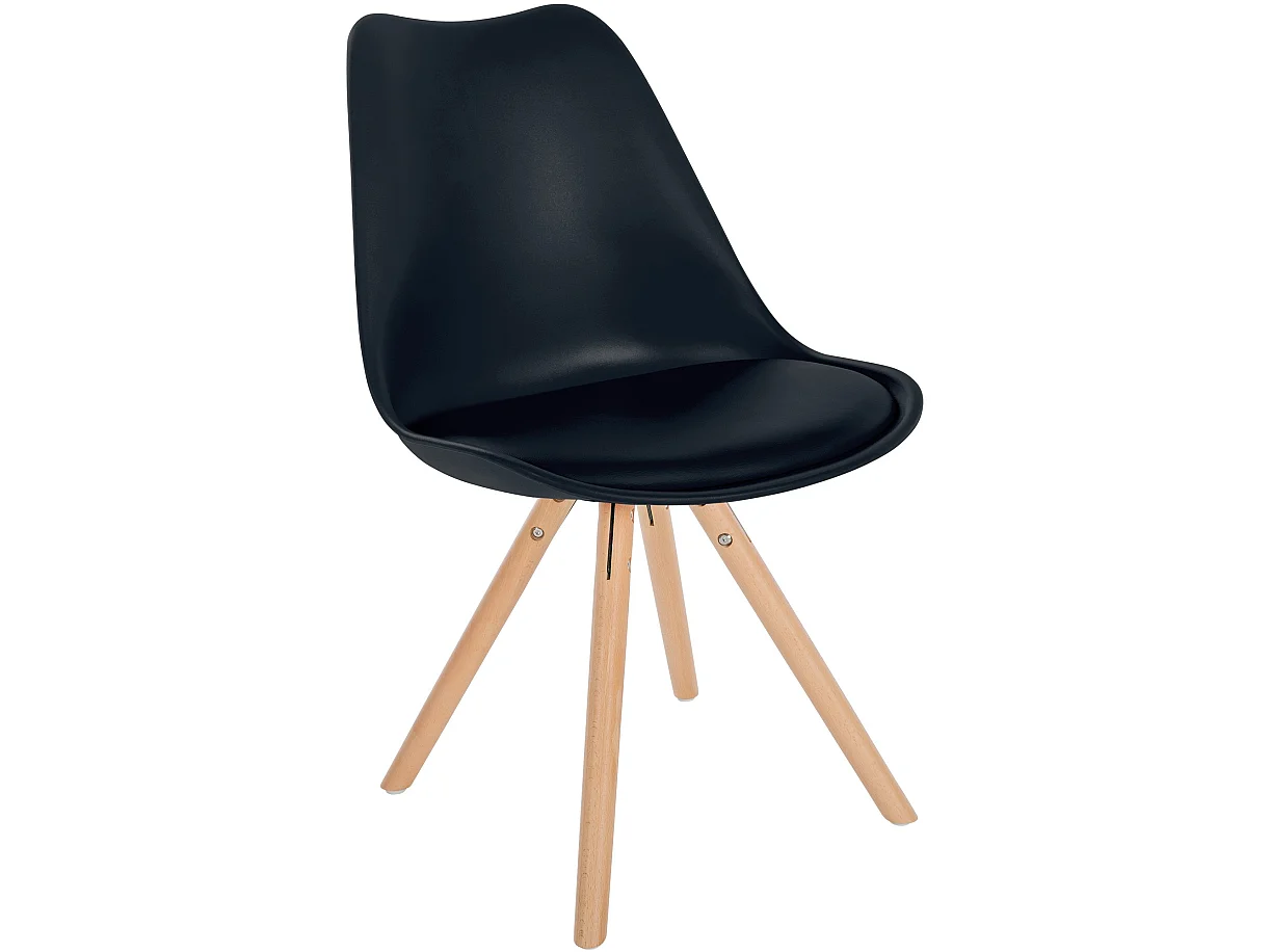 Eetkamerstoelen - Kunststof & natura (ronde) - zwart - Sofia