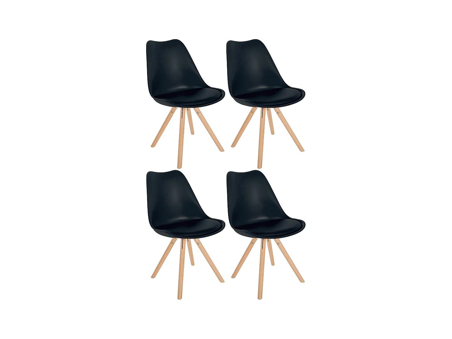 Lot de 4  chaise salle à manger - Plastique & Nature (rond) - Noir - Sofia