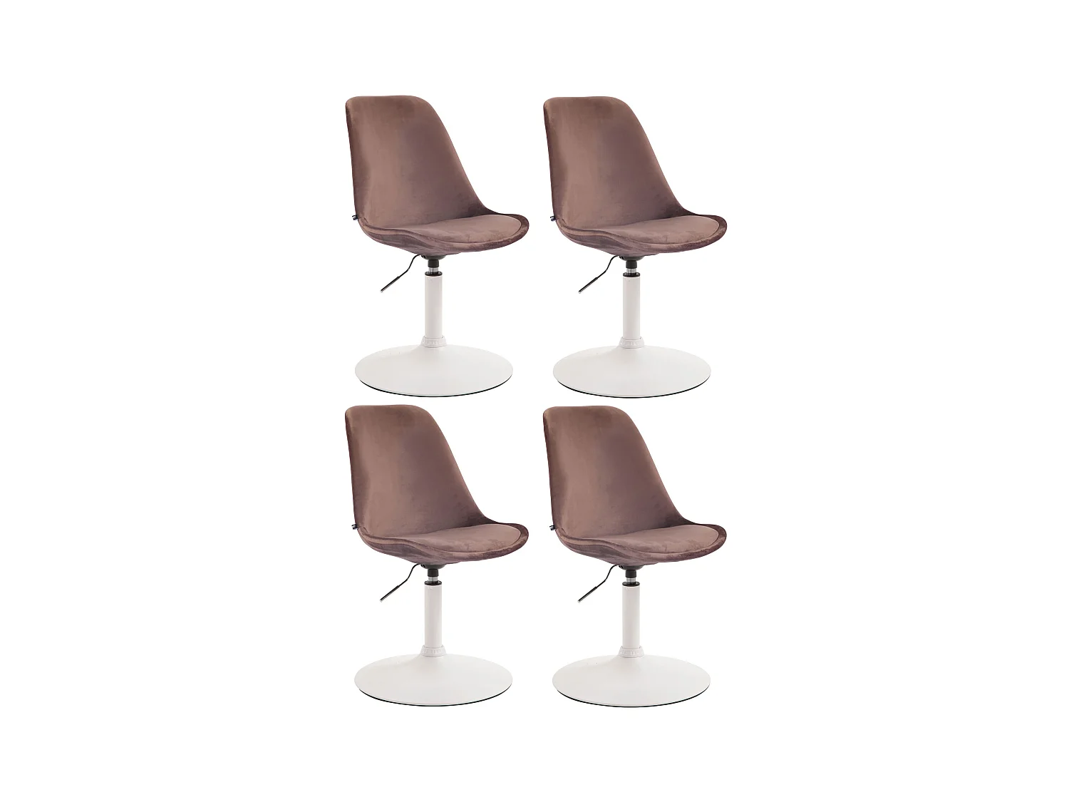 Lot de 4  chaise salle à manger - Velours & Blanc - Marron - Maverick