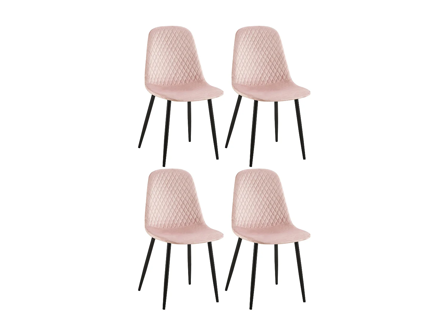 Lot de 4  chaise salle à manger - Velours - Rose - Giverny