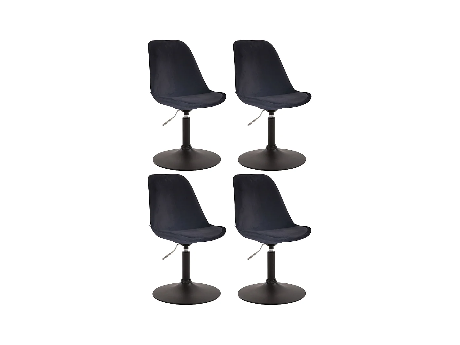 Lot de 4  chaise salle à manger - Velours & Noir - Noir - Maverick