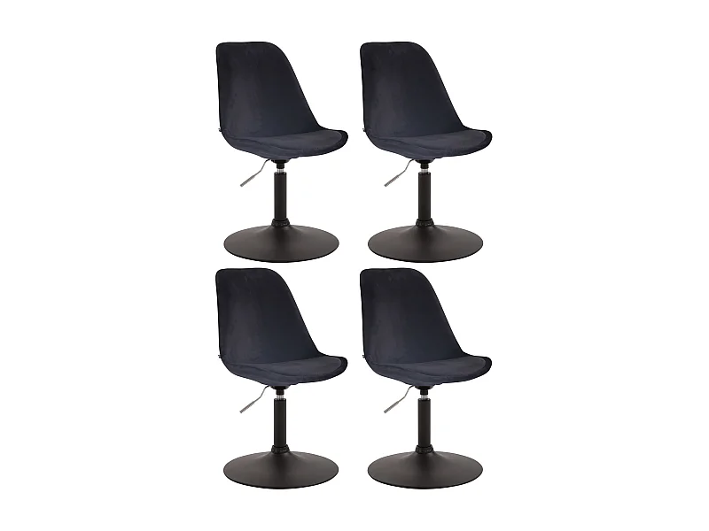 Lot de 4  chaise salle à manger - Velours & Noir - Noir - Maverick