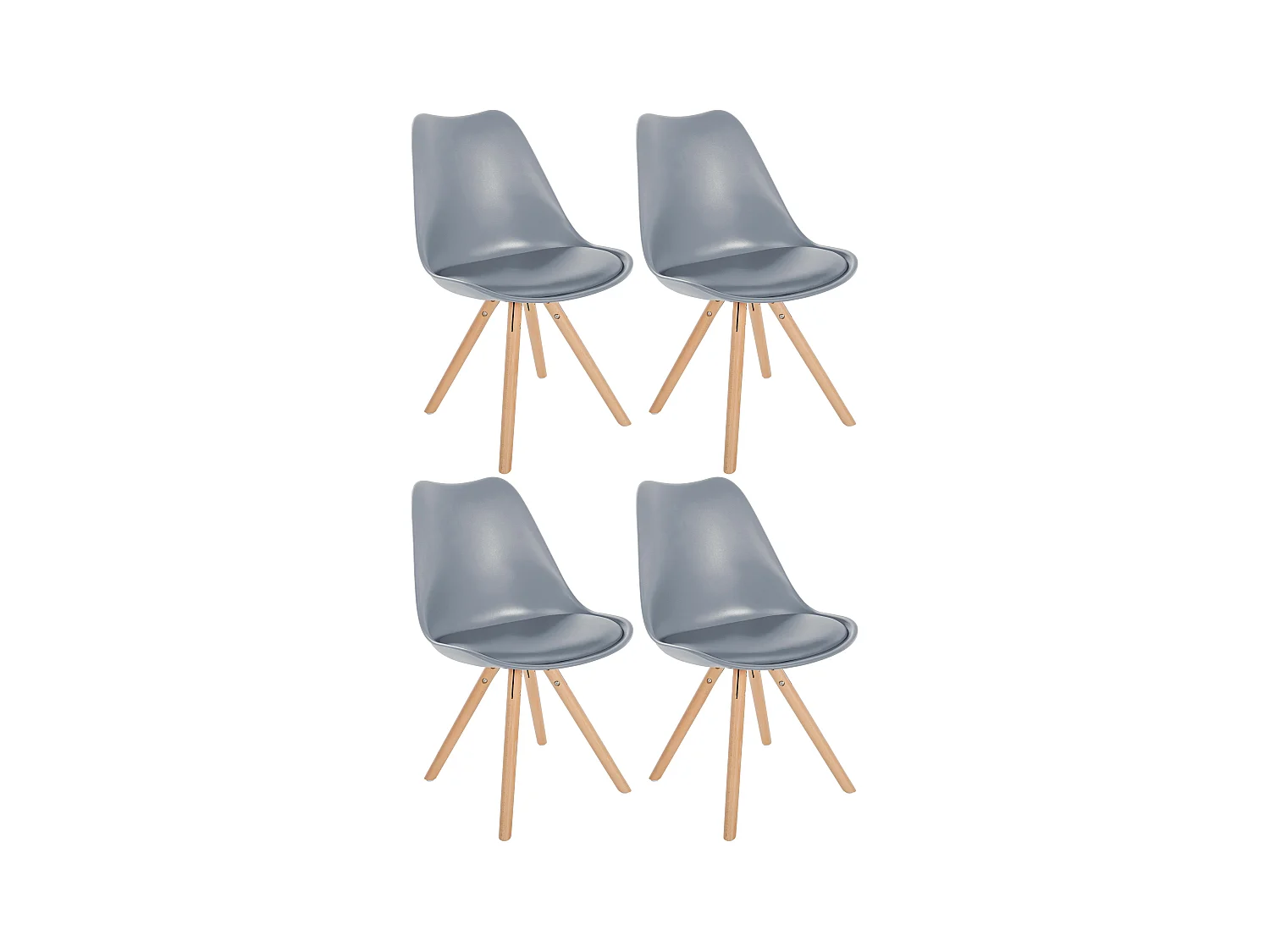 Lot de 4  chaise salle à manger - Plastique & Nature (rond) - Gris - Sofia