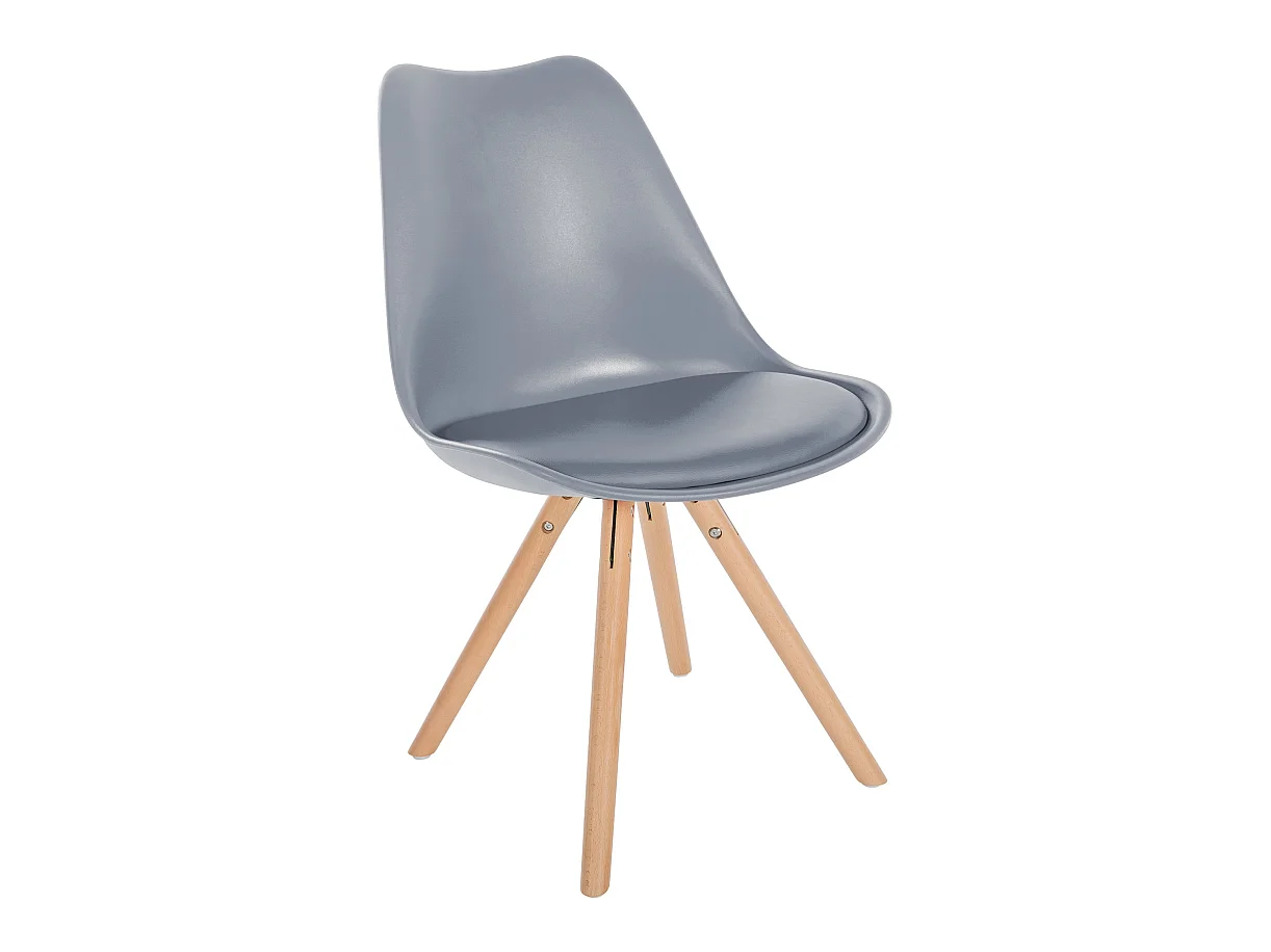 Lot de 4  chaise salle à manger - Plastique & Nature (rond) - Gris - Sofia