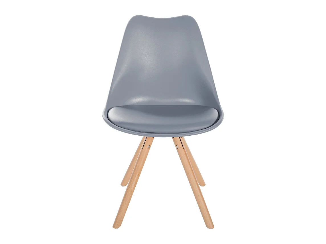 Lot de 4  chaise salle à manger - Plastique & Nature (rond) - Gris - Sofia