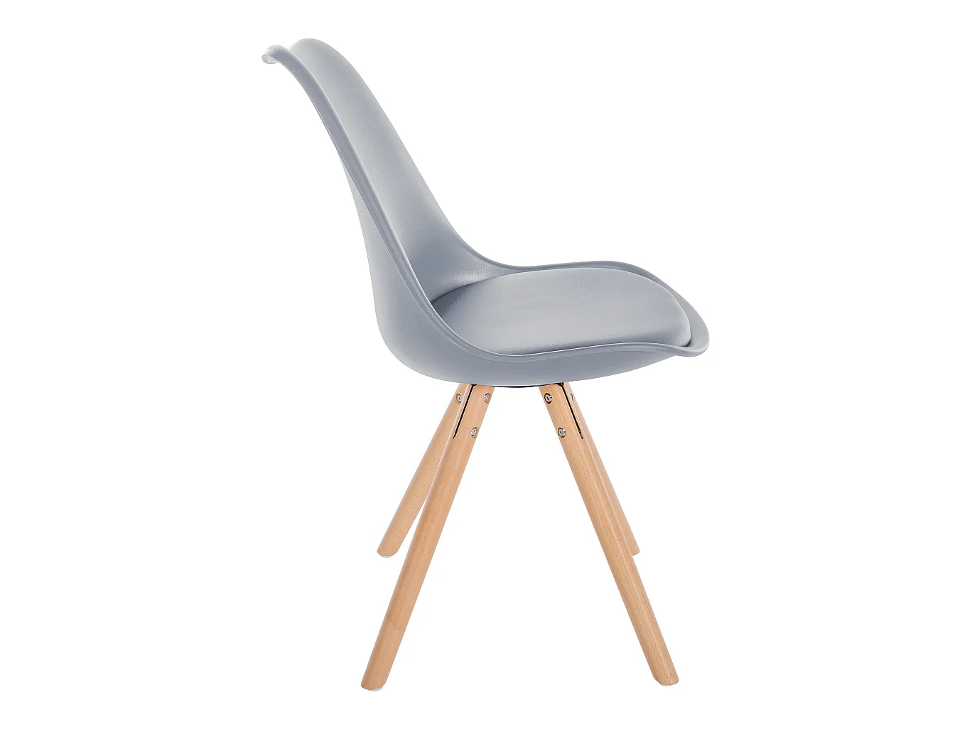 Lot de 4  chaise salle à manger - Plastique & Nature (rond) - Gris - Sofia