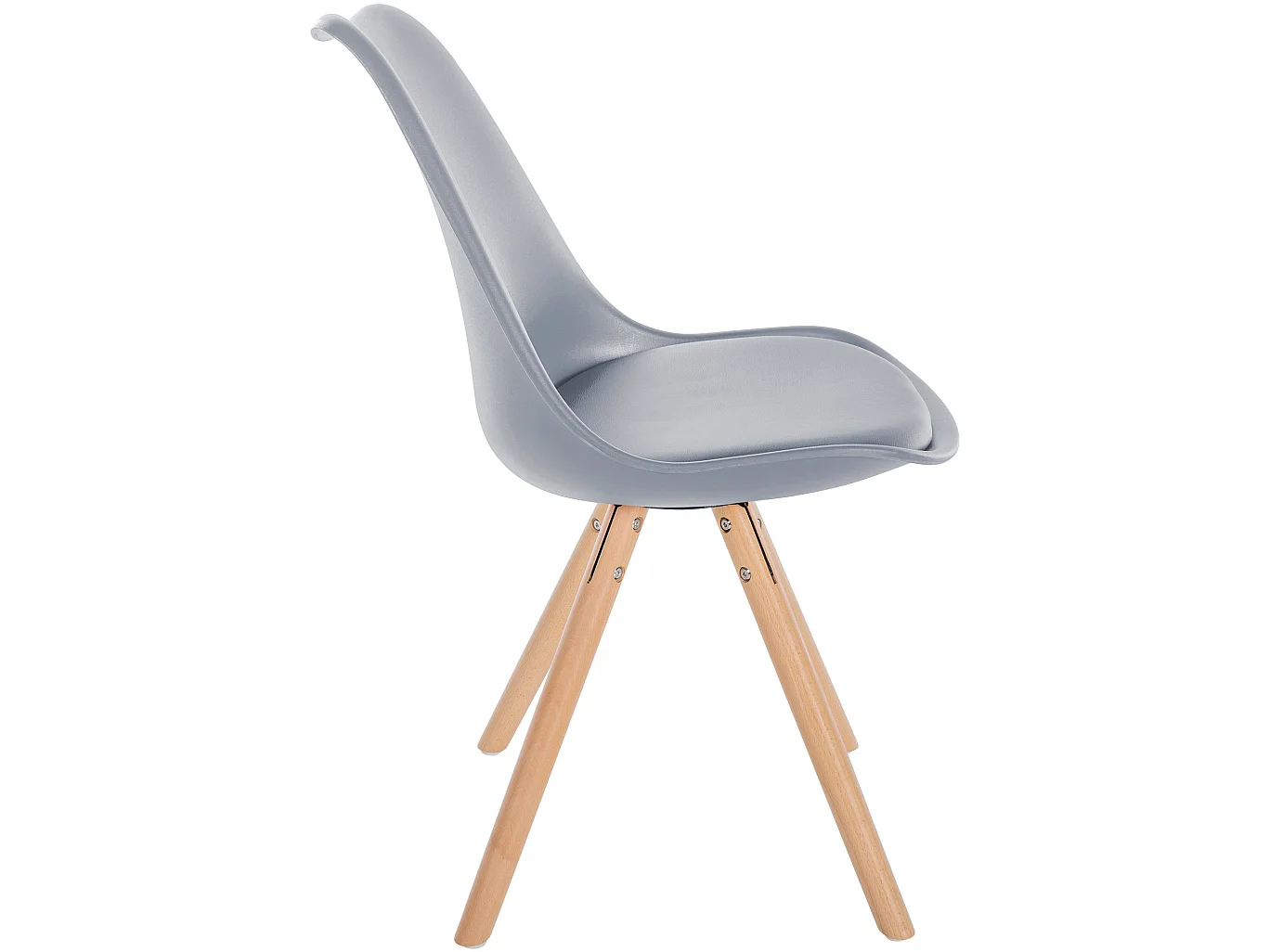 Lot de 4  chaise salle à manger - Plastique & Nature (rond) - Gris - Sofia