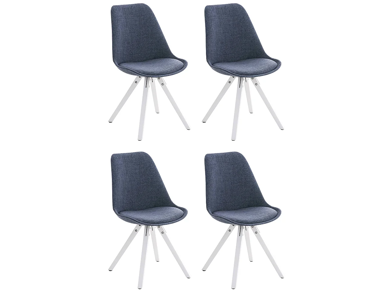Lot de 4  chaise salle à manger - Tissu & Blanc - Bleu - Pegleg