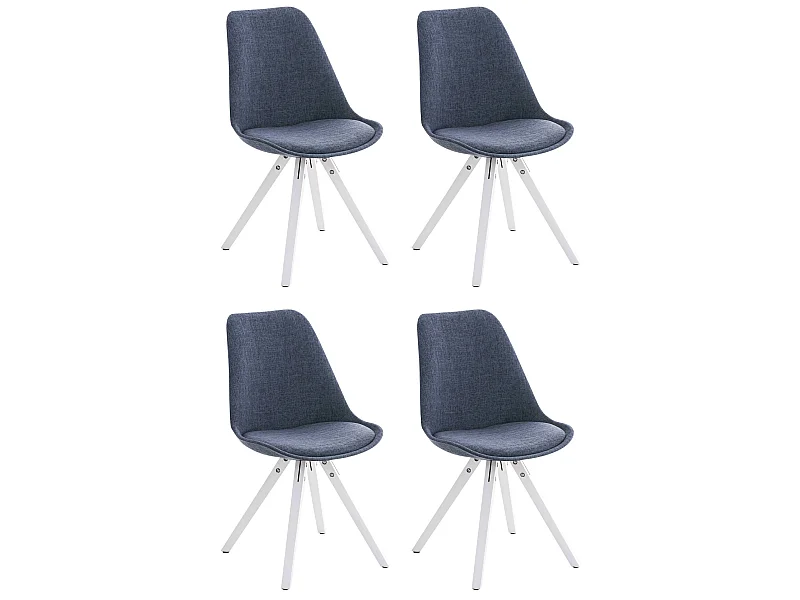 Lot de 4  chaise salle à manger - Tissu & Blanc - Bleu - Pegleg