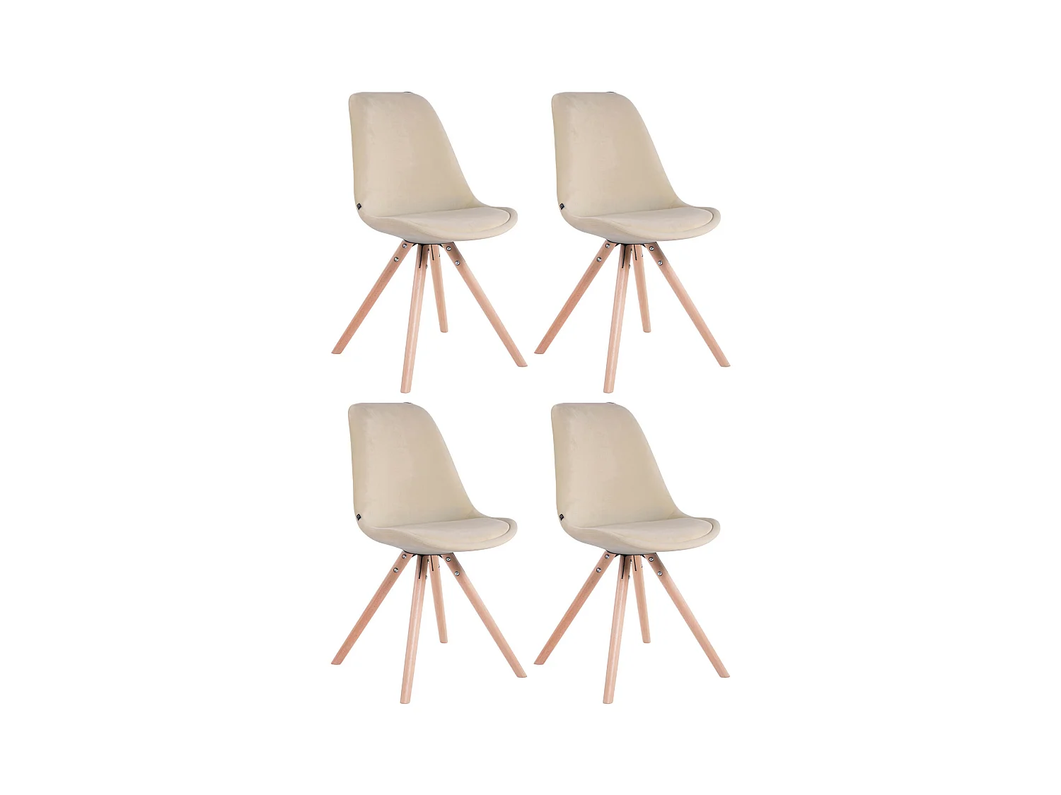Lot de 4  chaise salle à manger - Velours & Nature - Crème - Toulouse