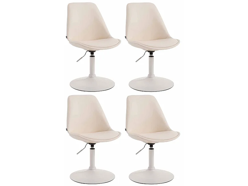 4er Set Esszimmerstuhl - Kunstleder & weiß - creme - Maverick