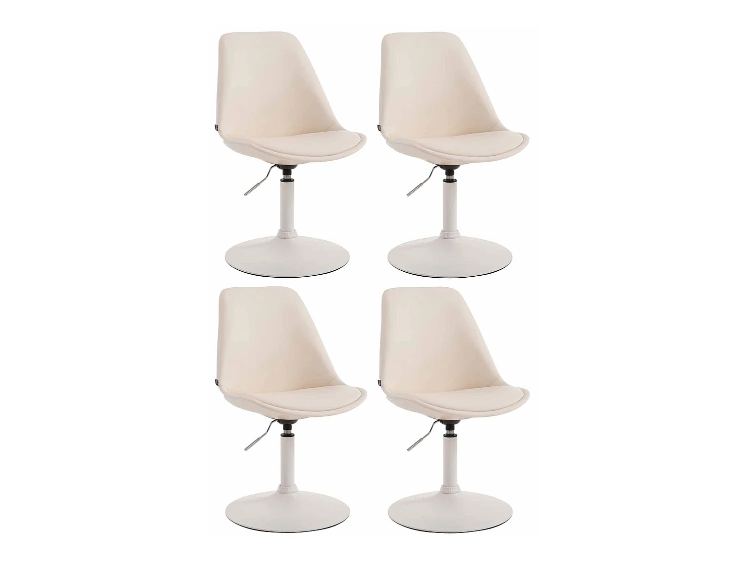 Lot de 4  chaise salle à manger - Similicuir & Blanc - Crème - Maverick