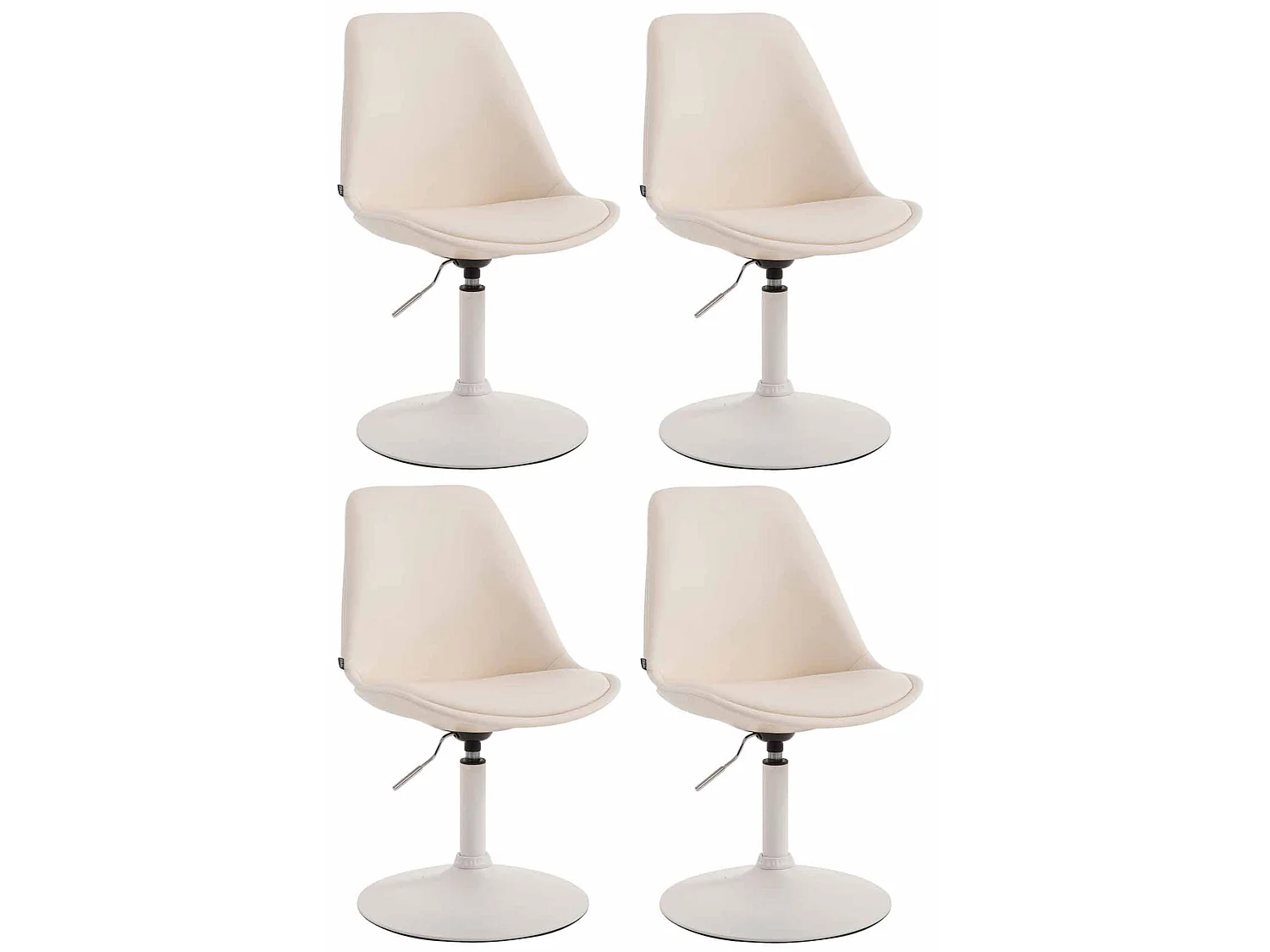 Lot de 4  chaise salle à manger - Similicuir & Blanc - Crème - Maverick